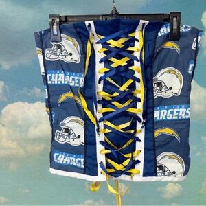 Handmade one of a kind san diego chargers corset top.
